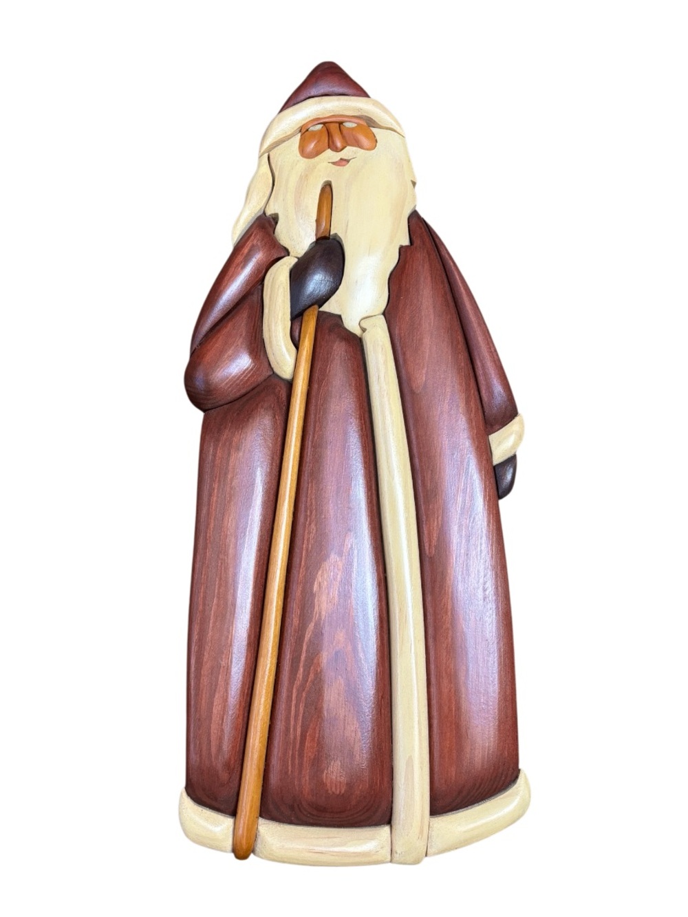 Wooden Handcrafted Intarsia Santa Claus
